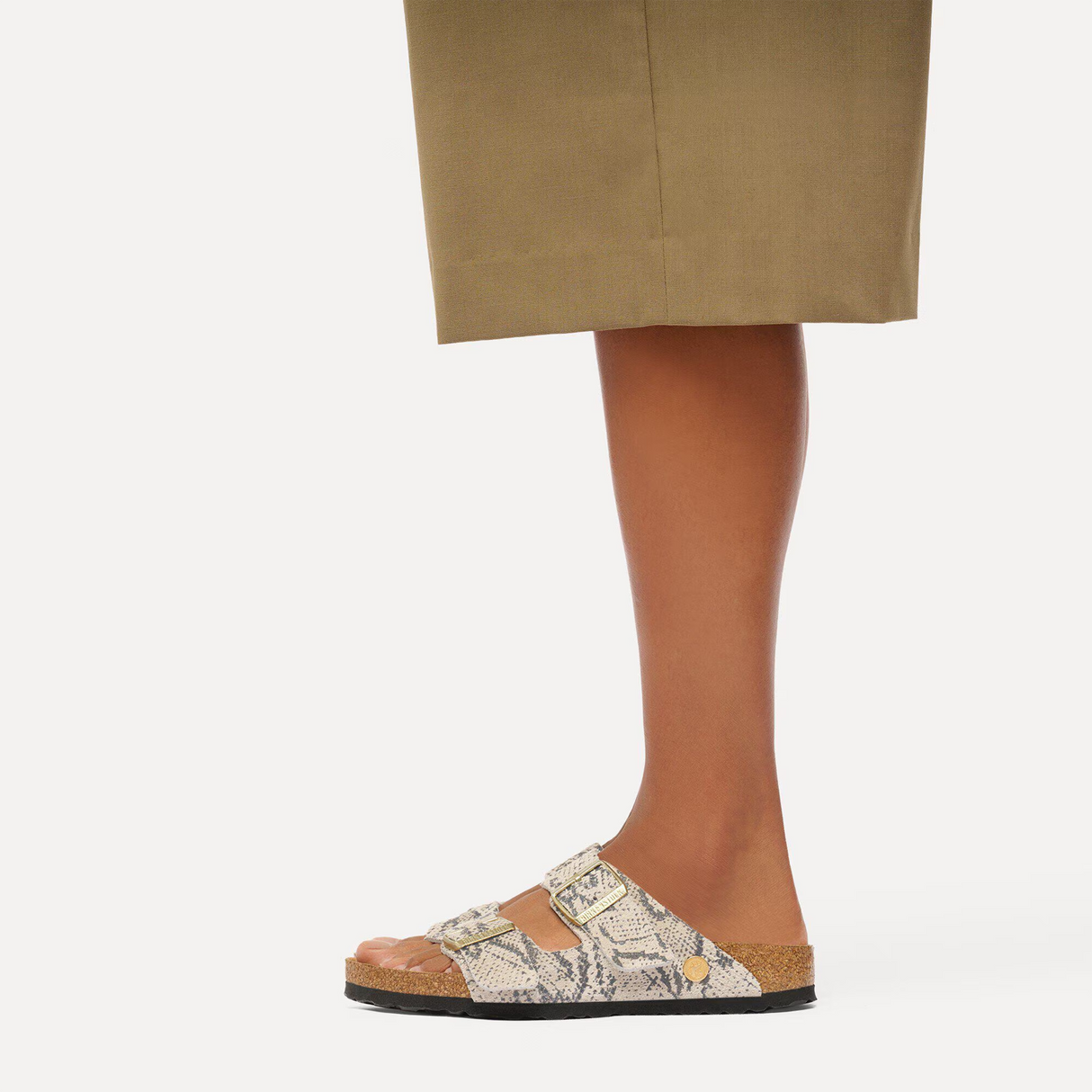 Birkenstock Arizona Slide Sandal (Women) - Snake Print Oyster Suede