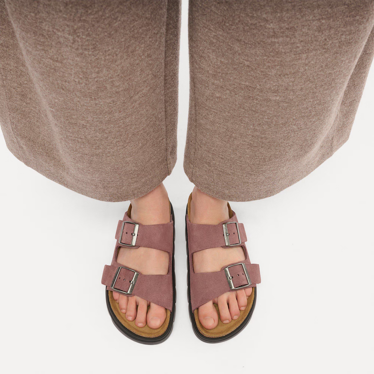 Birkenstock Arizona Chunky Slide Sandal (Women) - Pepper Suede