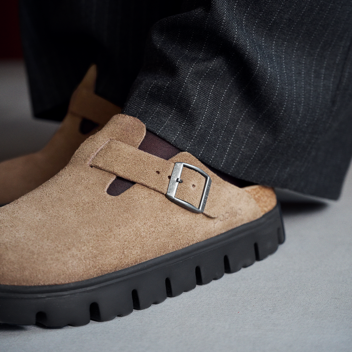 Birkenstock Boston Chunky Clog (Women) - Gray Taupe Suede