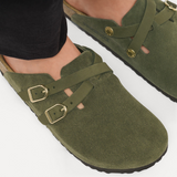 Birkenstock Blair Clog (Women) - Thyme Suede Dress-Casual - Clogs & Mules - The Heel Shoe Fitters