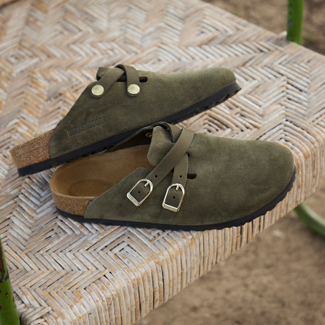 Birkenstock Blair Clog (Women) - Thyme Suede Dress-Casual - Clogs & Mules - The Heel Shoe Fitters
