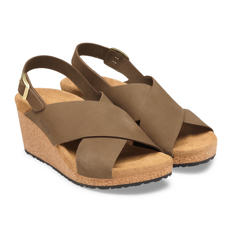 Birkenstock Samira Wedge Sandal (Women) - Dark Tea Nubuck Sandal - Heel/Wedge - The Heel Shoe Fitters