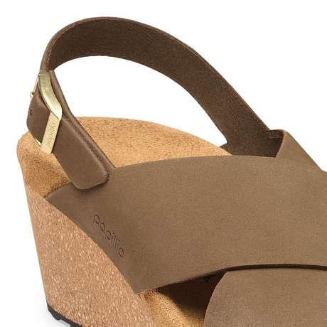 Birkenstock Samira Wedge Sandal (Women) - Dark Tea Nubuck Sandal - Heel/Wedge - The Heel Shoe Fitters