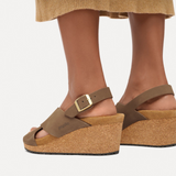 Birkenstock Samira Wedge Sandal (Women) - Dark Tea Nubuck Sandal - Heel/Wedge - The Heel Shoe Fitters