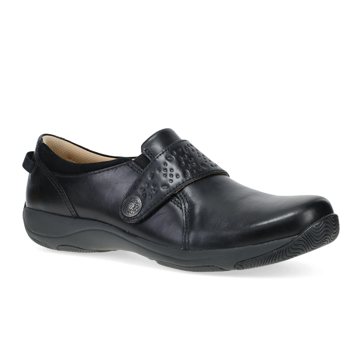 Dansko Sallie Slip On (Women) - Black Waxy Burnished Dress-Casual - Slip On - The Heel Shoe Fitters