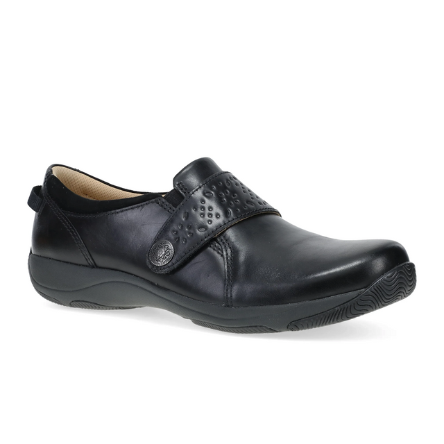 Dansko Sallie Slip On (Women) - Black Waxy Burnished Dress-Casual - Slip On - The Heel Shoe Fitters