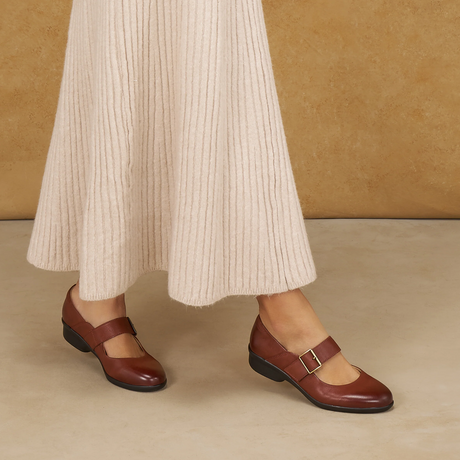 Dansko Collette Mary Jane (Women) - Russet Burnished Nubuck Dress-Casual - Flat - The Heel Shoe Fitters