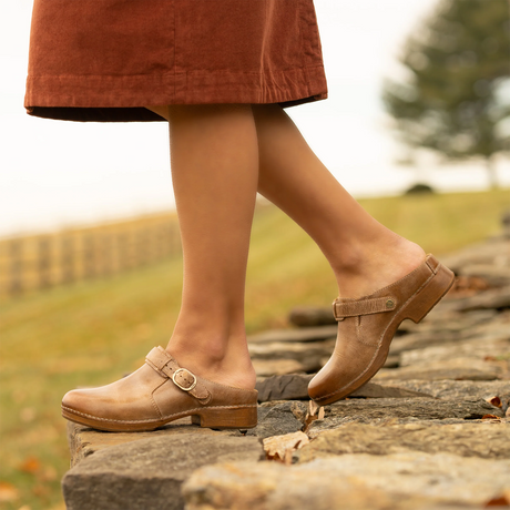 Dansko Millie Clog (Women) - Tan Waxy Brush Off Dress-Casual - Clogs & Mules - The Heel Shoe Fitters
