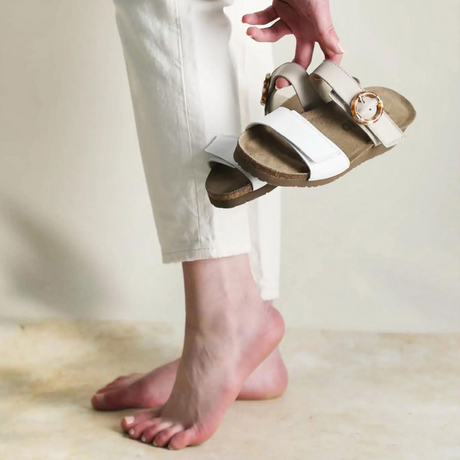 Naot Anabel Wide Wedge Sandal (Women) - White Leather/Soft Ivory Leather Sandal - Heel/Wedge - The Heel Shoe Fitters