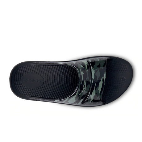 Oofos OOahh Limited Slide Sandal (Women) - Black/Green Camo Sandals - Slide - The Heel Shoe Fitters