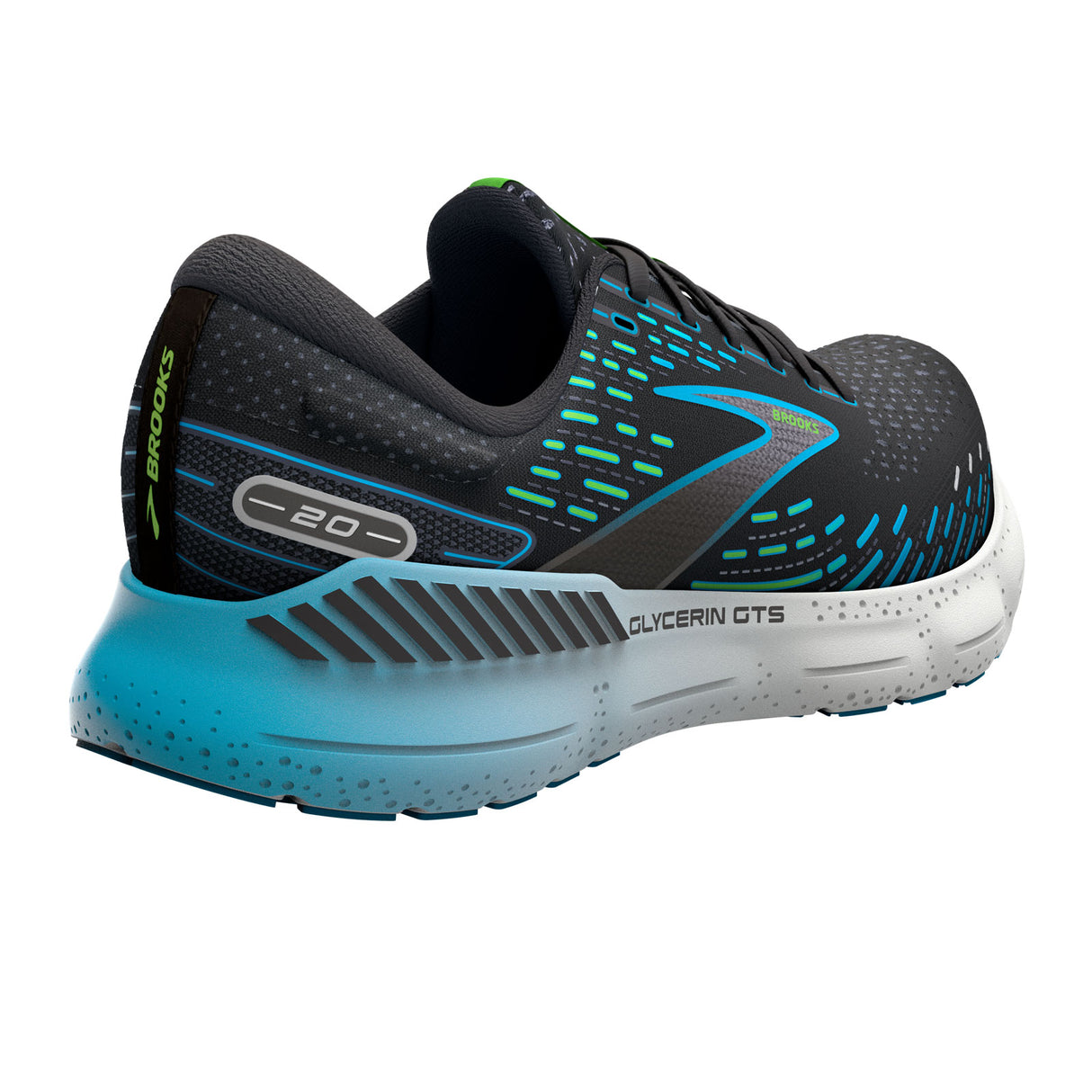 Brooks Glycerin GTS 20 Running Shoe (Men) - Black/Hawaiian Ocean/Green Athletic - Running - The Heel Shoe Fitters