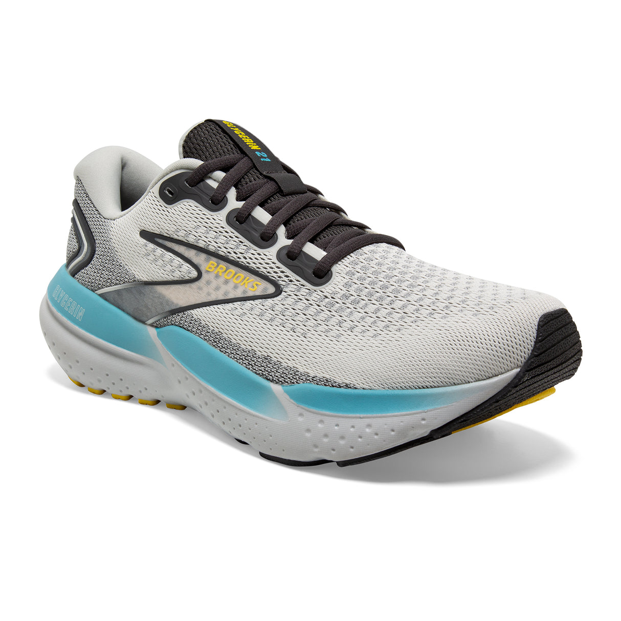 Brooks Glycerin 21 Running Shoe (Men) - Coconut/Forged Iron/Yellow Athletic - Running - Cushion - The Heel Shoe Fitters