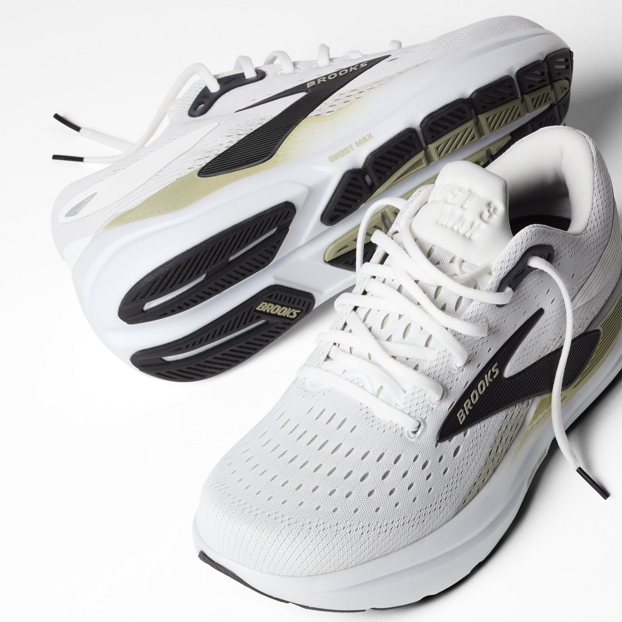 Brooks Ghost Max 3 Running Shoe (Men) - Bright White/Tea/Black Athletic - Running - Cushion - The Heel Shoe Fitters