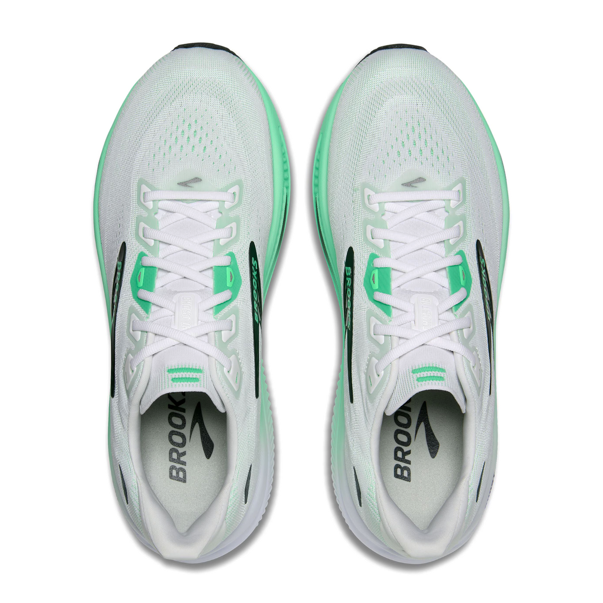 Brooks Ghost 18 Running Shoe (Men) - White/Spring Bud/Spruce Athletic - Running - Neutral - The Heel Shoe Fitters