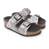 On Foot Aurora (Women) - Black/White Sandals - Slide - The Heel Shoe Fitters