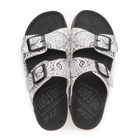 On Foot Aurora Slide Sandal (Women) - Black/White Sandals - Slide - The Heel Shoe Fitters