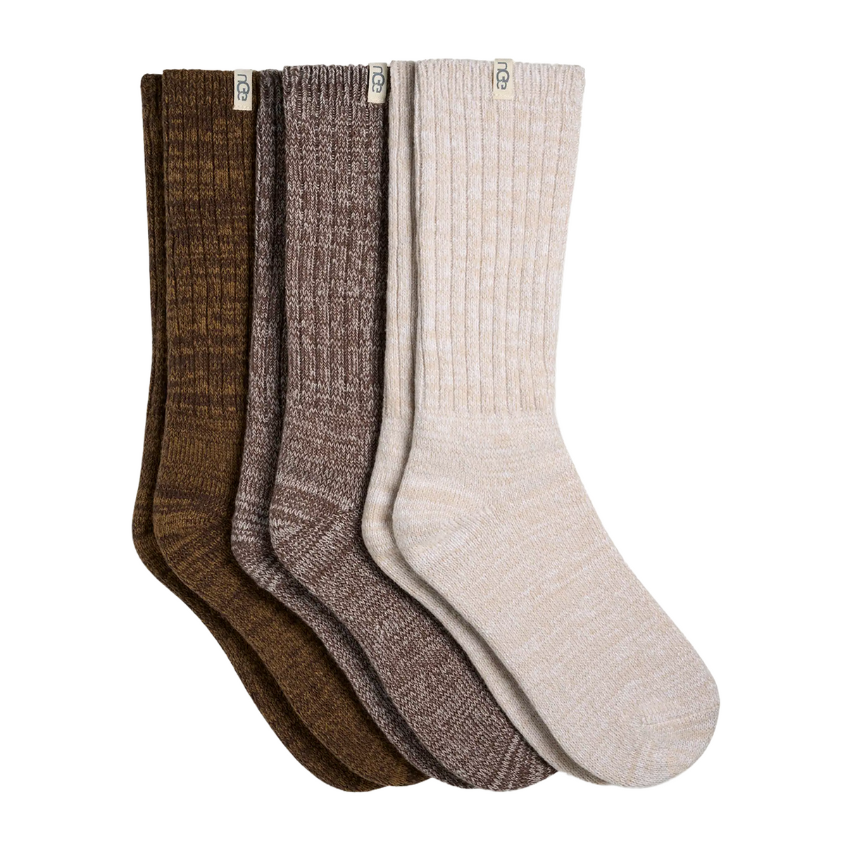 UGG® Rib Knit Slouchy Crew 3 Pack (Women) - Burnt Cedar/Moonlight/Coffee Grounds