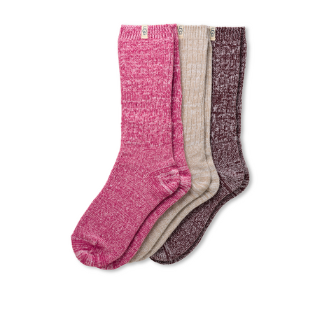 UGG® Rib Knit Slouchy Crew Sock 3 Pack (Women) - Chroma Pink/Putty/Wild Grape Accessories - Socks - Lifestyle - The Heel Shoe Fitters