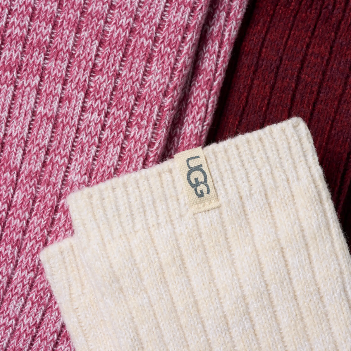 UGG® Rib Knit Slouchy Crew 3 Pack (Women) - Strawberry/Cream/Coffee Berry