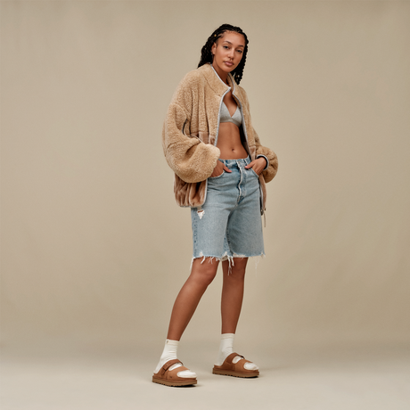 UGG® Marlene Sherpa Jacket II (Women) - Sandstone/Ice Jam Apparel - Top - Sweatshirt - The Heel Shoe Fitters