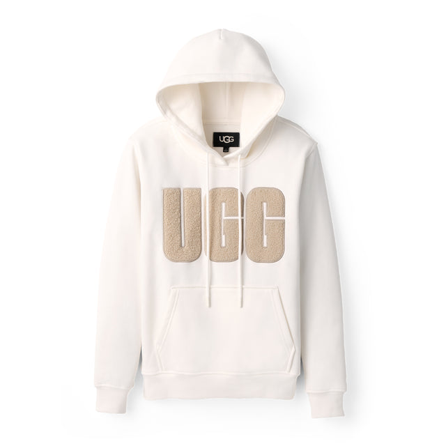 UGG® Rey UGGfluff Logo Hoodie (Women) - Nimbus/Sand Apparel - Top - Sweatshirt - The Heel Shoe Fitters