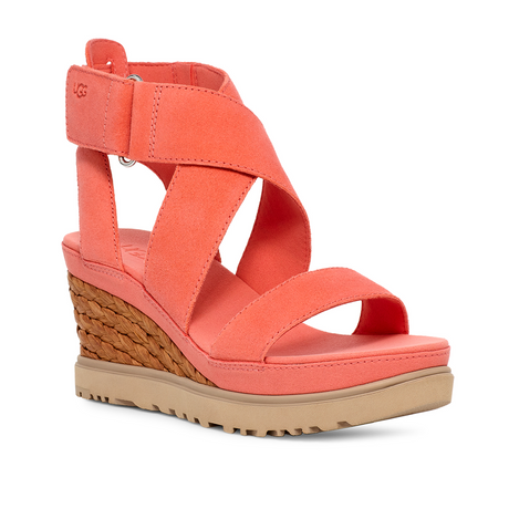 UGG® Ileana Ankle (Women) - Vibrant Coral Sandals - Heel/Wedge - The Heel Shoe Fitters