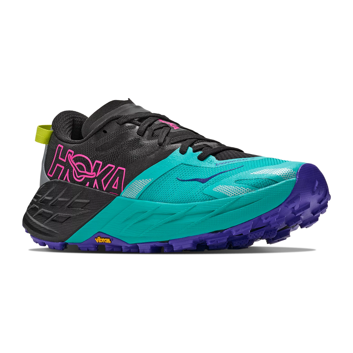 Hoka Speedgoat 7 Trail Running Shoe (Women) - Black/Electric Aqua