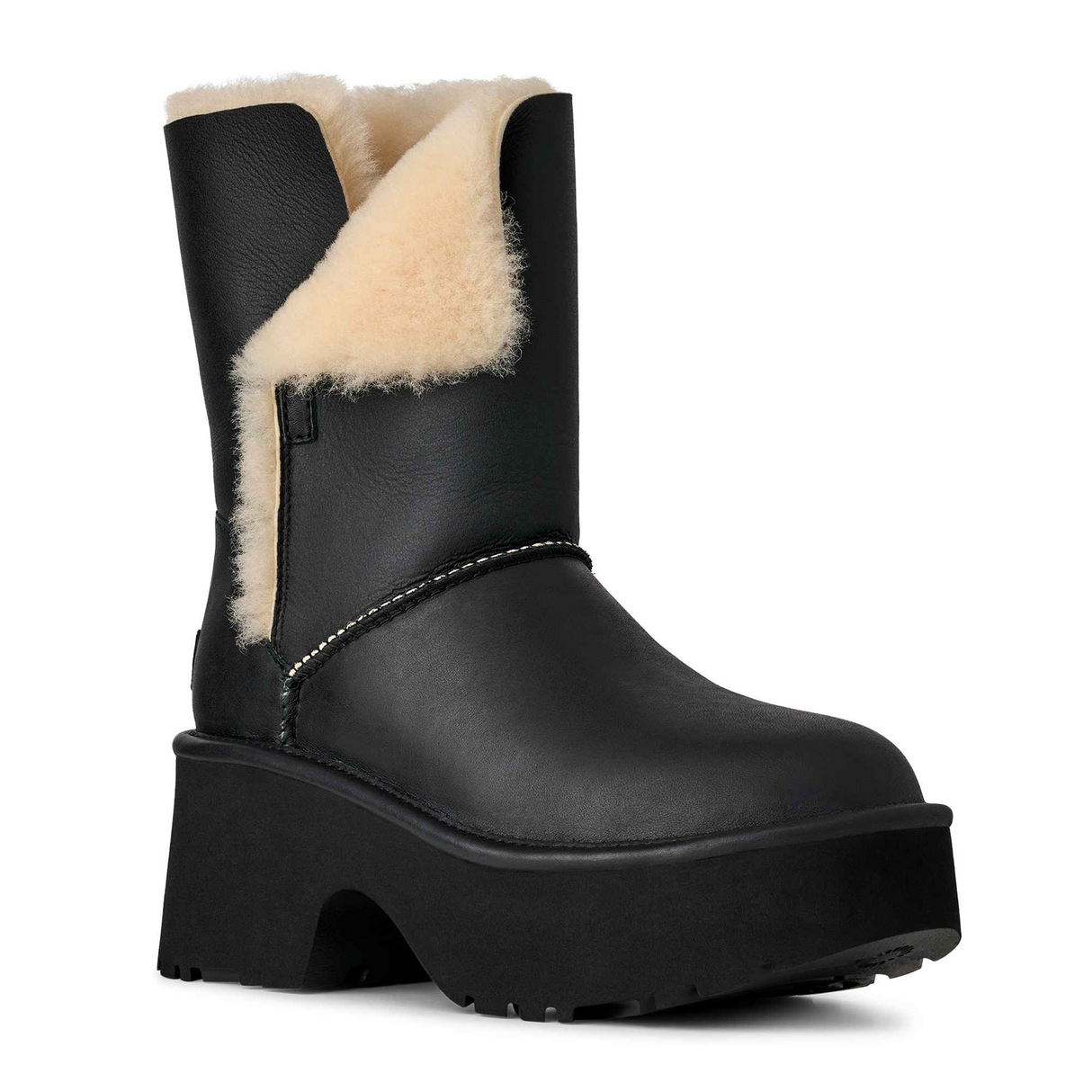 UGG® Esmee Boot (Women) - Black Leather Boots - Casual - Mid - The Heel Shoe Fitters