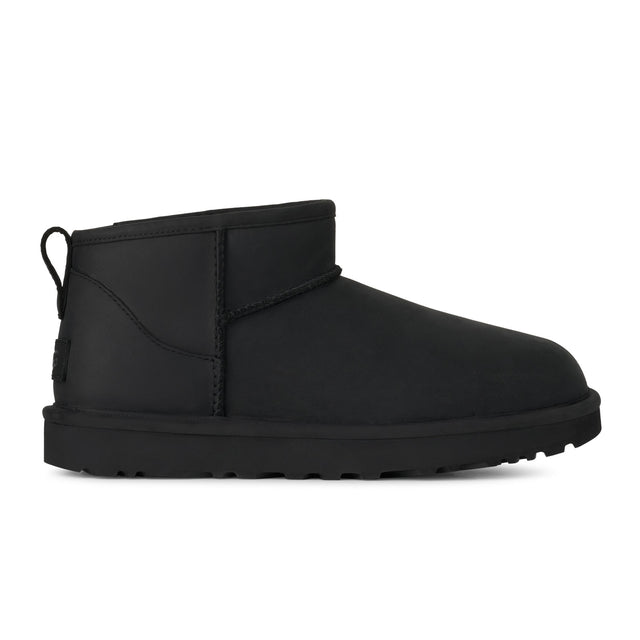 UGG® Classic Ultra Mini (Women) - Black Leather Boots - Casual - Low - The Heel Shoe Fitters