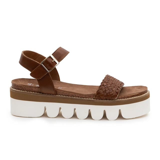 Ara Fresno Platform Sandal (Women) - Cognac Nappa Leather Sandals - Backstrap - The Heel Shoe Fitters