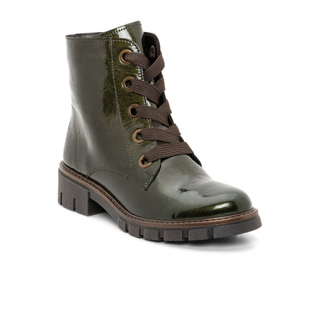 Ara Debbie Combat Boot (Women) - Forest Metallic Patent Boots - Casual - Mid - The Heel Shoe Fitters