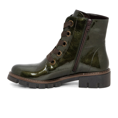 Ara Debbie Combat Boot (Women) - Forest Metallic Patent Boots - Casual - Mid - The Heel Shoe Fitters