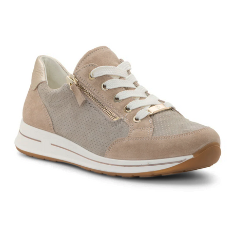 Ara Oleanna Sneaker (Women) - Sand/Platinum Suede Athletic - Casual - Lace Up - The Heel Shoe Fitters