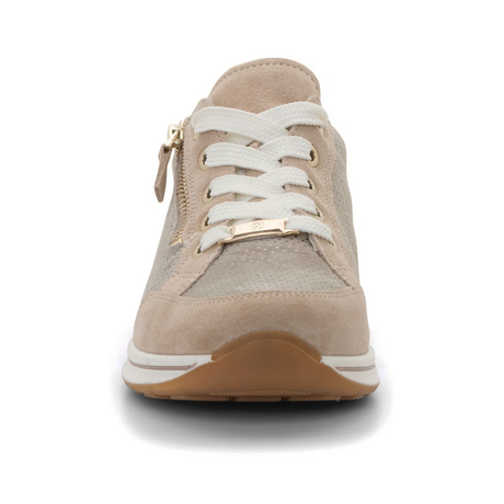 Ara Oleanna Sneaker (Women) - Sand/Platinum Suede Athletic - Casual - Lace Up - The Heel Shoe Fitters