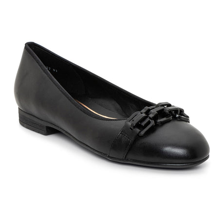 Ara Scout Chain Flat (Women) - Black Leather Dress-Casual - Flat - The Heel Shoe Fitters