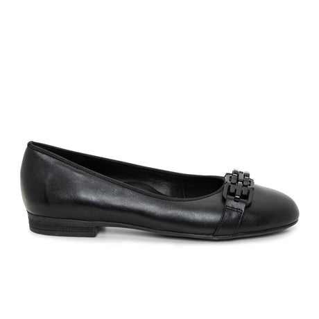 Ara Scout Chain Flat (Women) - Black Leather Dress-Casual - Flat - The Heel Shoe Fitters