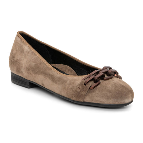 Ara Scout Chain Flat (Women) - Sesame Suede Dress-Casual - Flat - The Heel Shoe Fitters