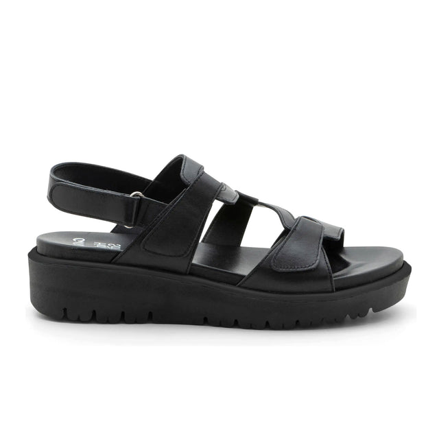 Ara Bayview Wedge Sandal (Women) - Black Nappa Leather Sandal - Heel/Wedge - The Heel Shoe Fitters