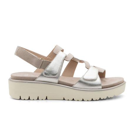 Ara Bayview Wedge Sandal (Women) - Platinum/Sand Metallic Sandals - Heel/Wedge - The Heel Shoe Fitters