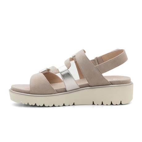 Ara Bayview Wedge Sandal (Women) - Platinum/Sand Metallic Sandals - Heel/Wedge - The Heel Shoe Fitters