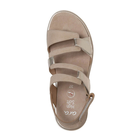 Ara Bayview Wedge Sandal (Women) - Platinum/Sand Metallic Sandals - Heel/Wedge - The Heel Shoe Fitters