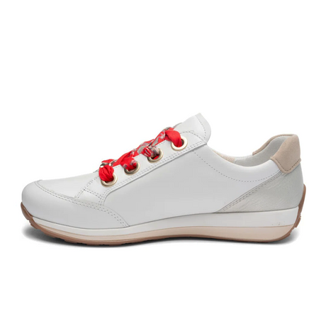 Ara Ollie Side Zip Lace Up Sneaker (Women) - White/Silver Athletic - Casual - Lace Up - The Heel Shoe Fitters