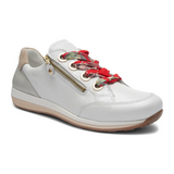 Ara Ollie Side Zip Lace Up Sneaker (Women) - White/Silver Athletic - Casual - Lace Up - The Heel Shoe Fitters
