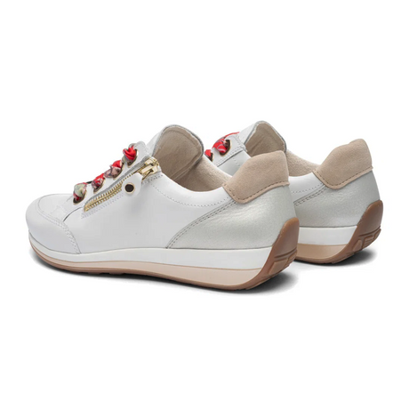 Ara Ollie Side Zip Lace Up Sneaker (Women) - White/Silver Athletic - Casual - Lace Up - The Heel Shoe Fitters
