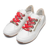 Ara Ollie Side Zip Lace Up Sneaker (Women) - White/Silver Athletic - Casual - Lace Up - The Heel Shoe Fitters