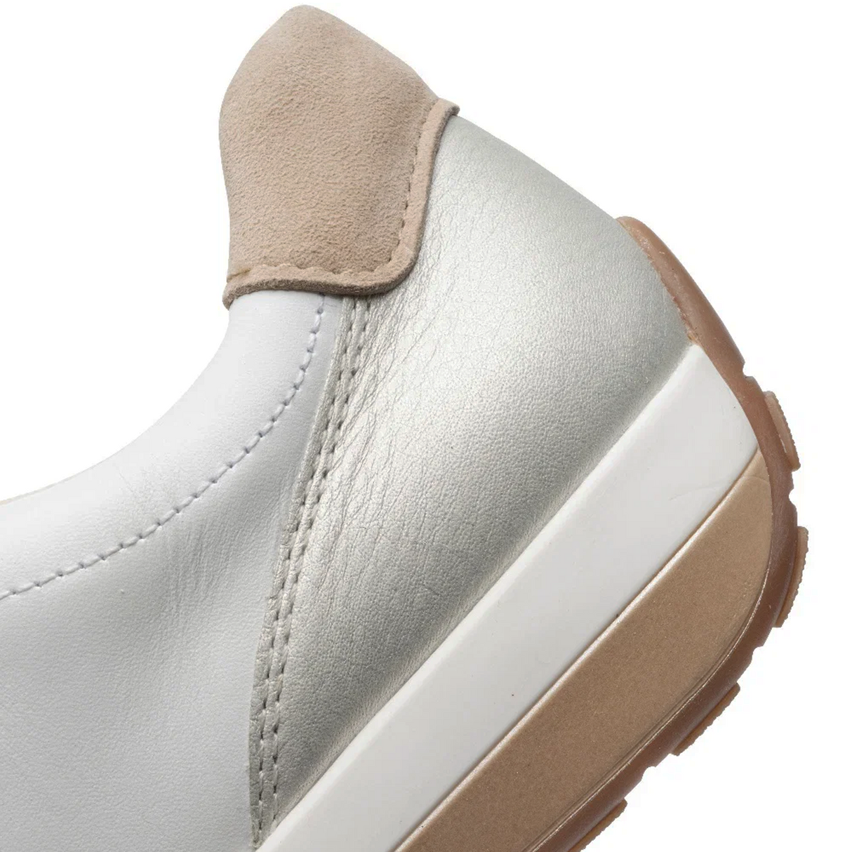 Ara Ollie Side Zip Lace Up Sneaker (Women) - White/Silver Athletic - Casual - Lace Up - The Heel Shoe Fitters