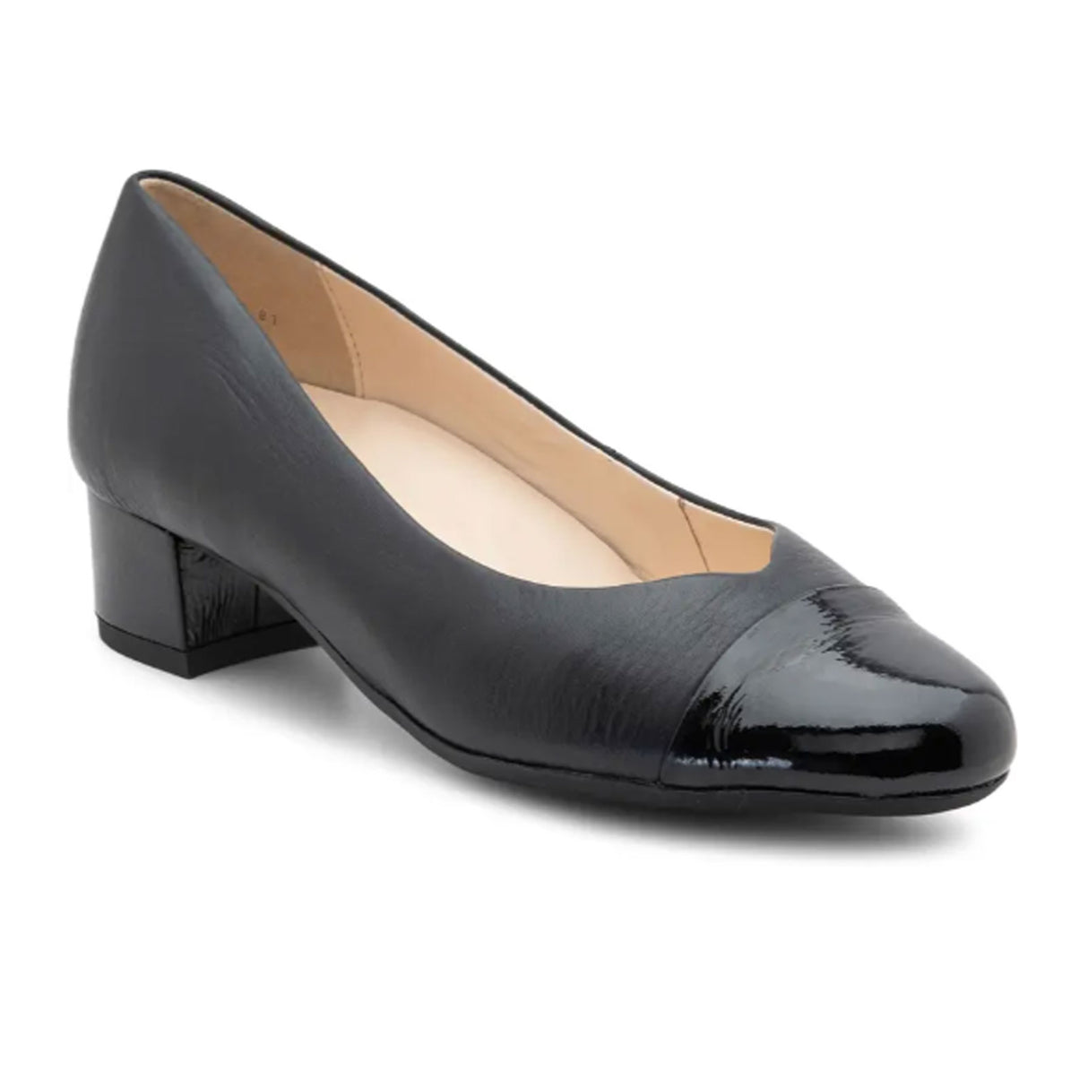 Ara Nanette Black Heel Pump (Women) - Black Patent/Black Calf Dress-Casual - Heels - The Heel Shoe Fitters