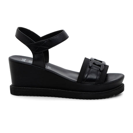 Ara Palmdale Wedge Sandal (Women) - Black Nappa Leather Sandals - Heel/Wedge - The Heel Shoe Fitters