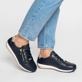 Ara Ollie Sneaker (Women) - Navy Calf Leather Athletic - Casual - Lace Up - The Heel Shoe Fitters