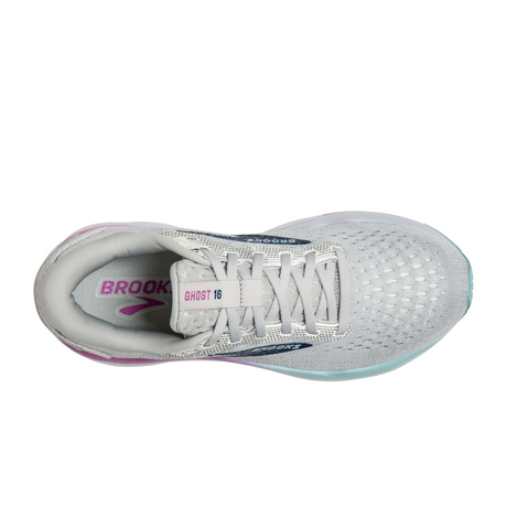 Brooks Ghost 16 Running Shoe (Women) - White/Grey/Estate Blue Athletic - Running - Neutral - The Heel Shoe Fitters